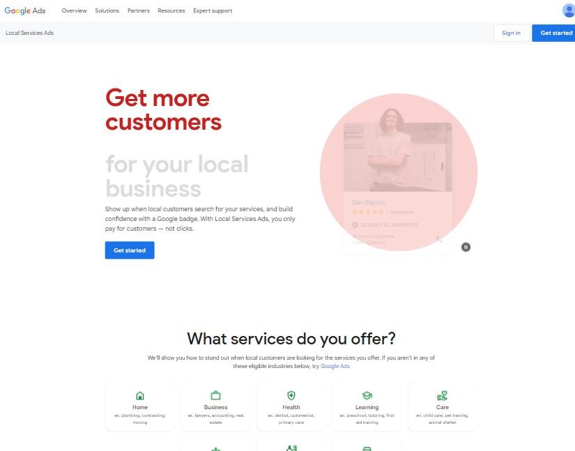 sign in for Google Local Service Ads